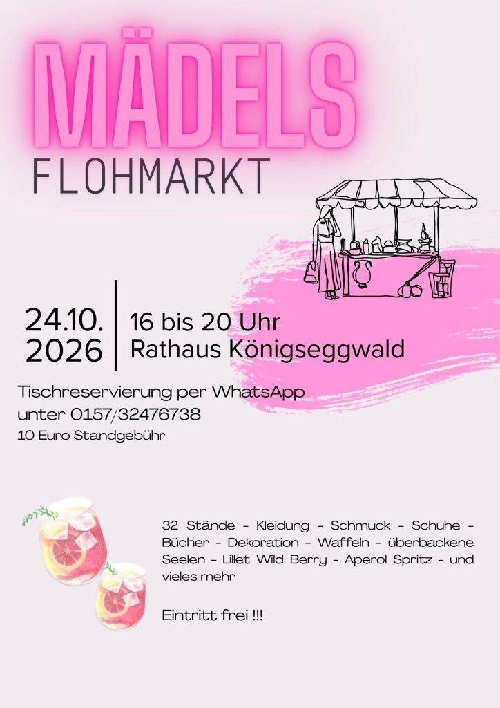 Mädelsflohmarkt Rathaus Königseggwald am 24.10.2026